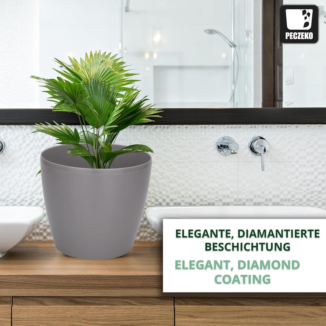 PECZEKO Glänzende Blumentöpfe - Deko Pflanztopf für Blumen &amp; Kräuter - Langlebige &amp; leichte runde Ku