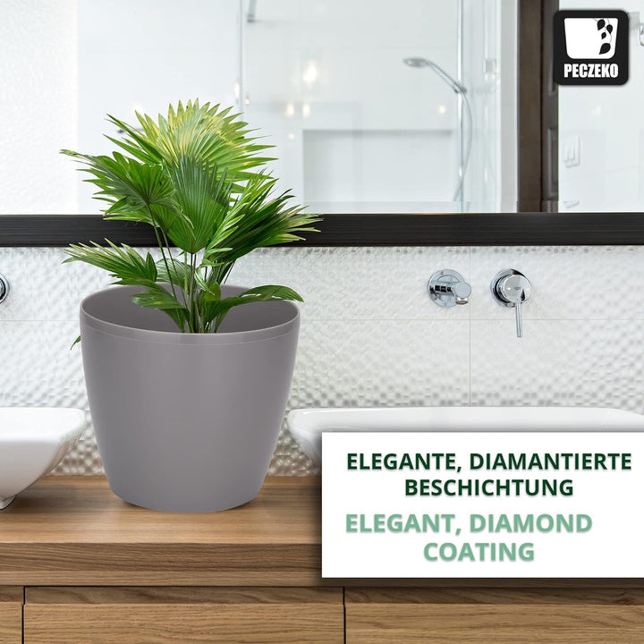 PECZEKO Glänzende Blumentöpfe - Deko Pflanztopf für Blumen &amp; Kräuter - Langlebige &amp; leichte runde Ku
