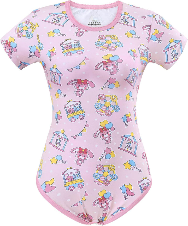 LittleForBig Baumwolle Strampler Onesie Pyjamas Bodysuit-Usagi Pastell Zirkus Strampler XXL Rosa, XX