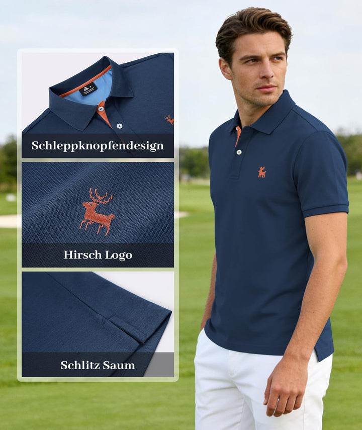 JACKETOWN Polo Shirts Herren Kurzarm Tshirt Schnelltrocknend Casual Shirt Outdoor Atmungsaktives Pol