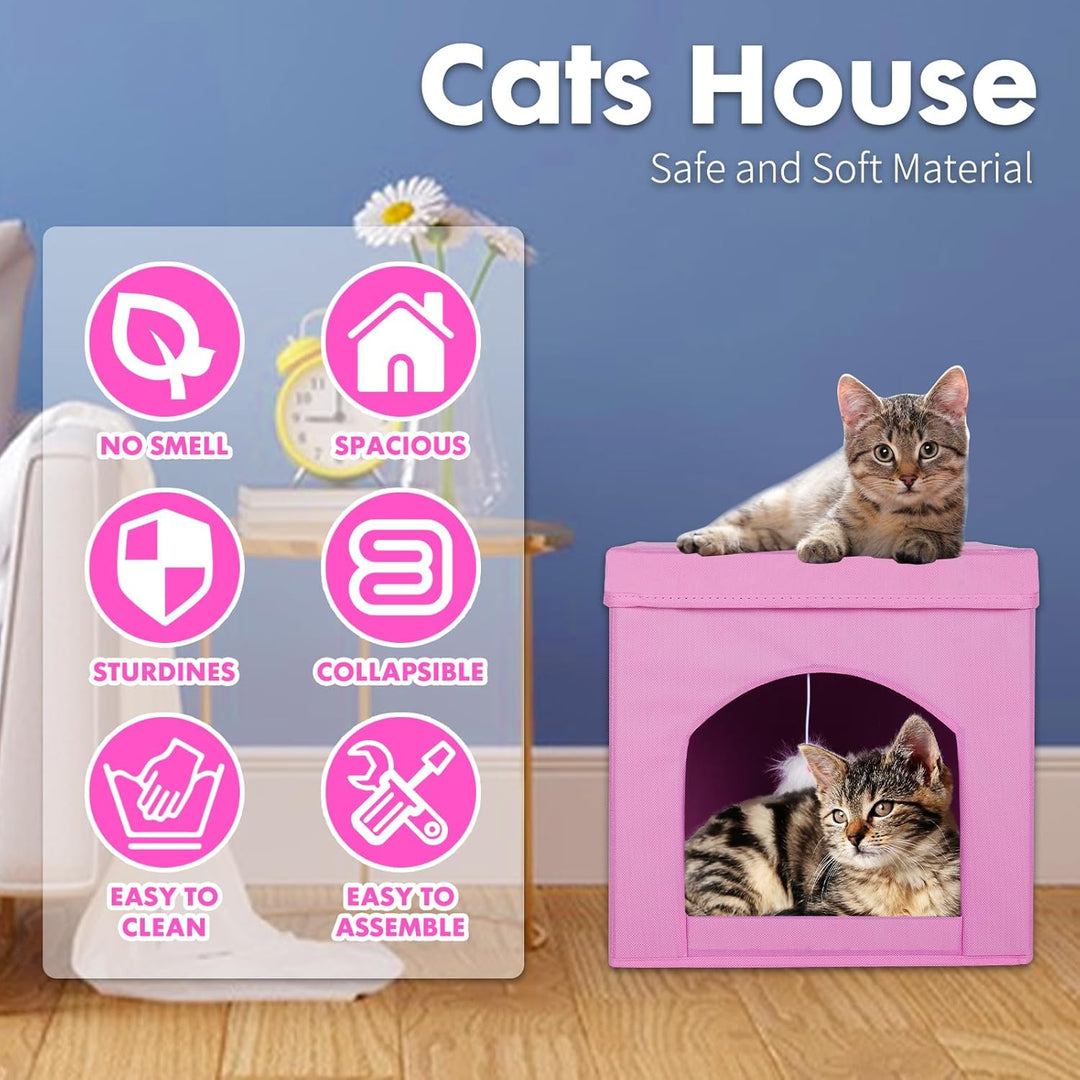 powerking Klappbare Katzenbetten für Indoor Katzen oder Kätzchen, Faltbare Katze Würfel und Katze Hö