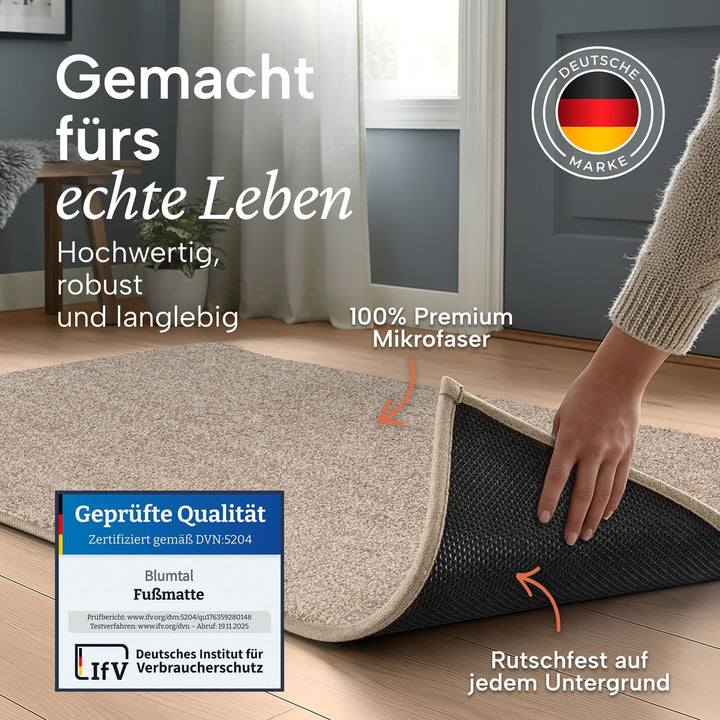 Blumtal Fussmatte 60x90 cm - Mikrofaser Schmutzfangmatte mit wasserdichter TPR-Rückseite - rutschfes