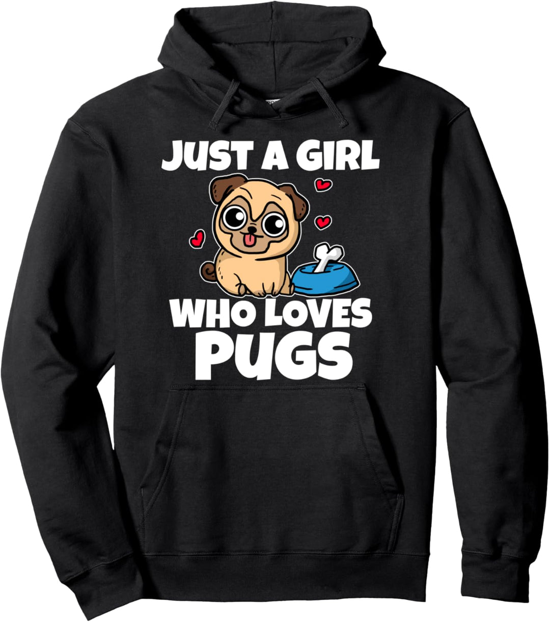 Just A Girl Who Loves Pugs Lustiges Hunde Mops Kostüm Pullover Hoodie
