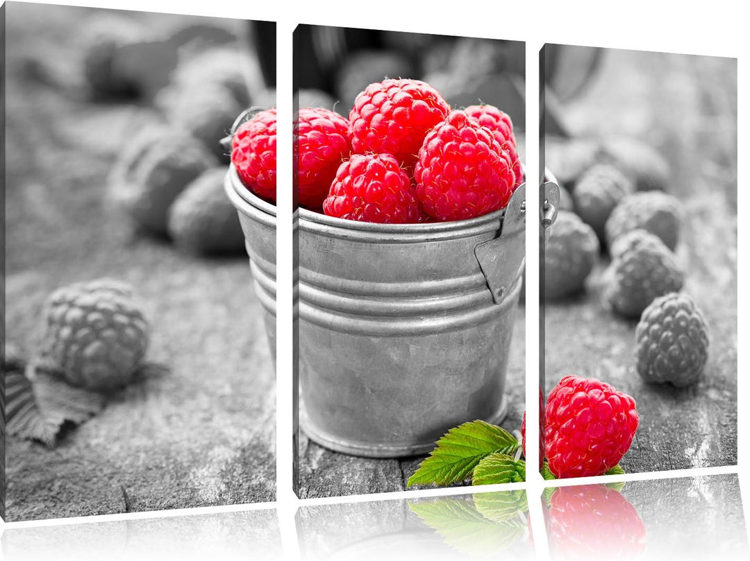 Pixxprint Früchte Eimer Obst Fruit Food als Leinwandbild/Grösse: 3 Teilig (120x80 cm) cm/Wandbild/Ku