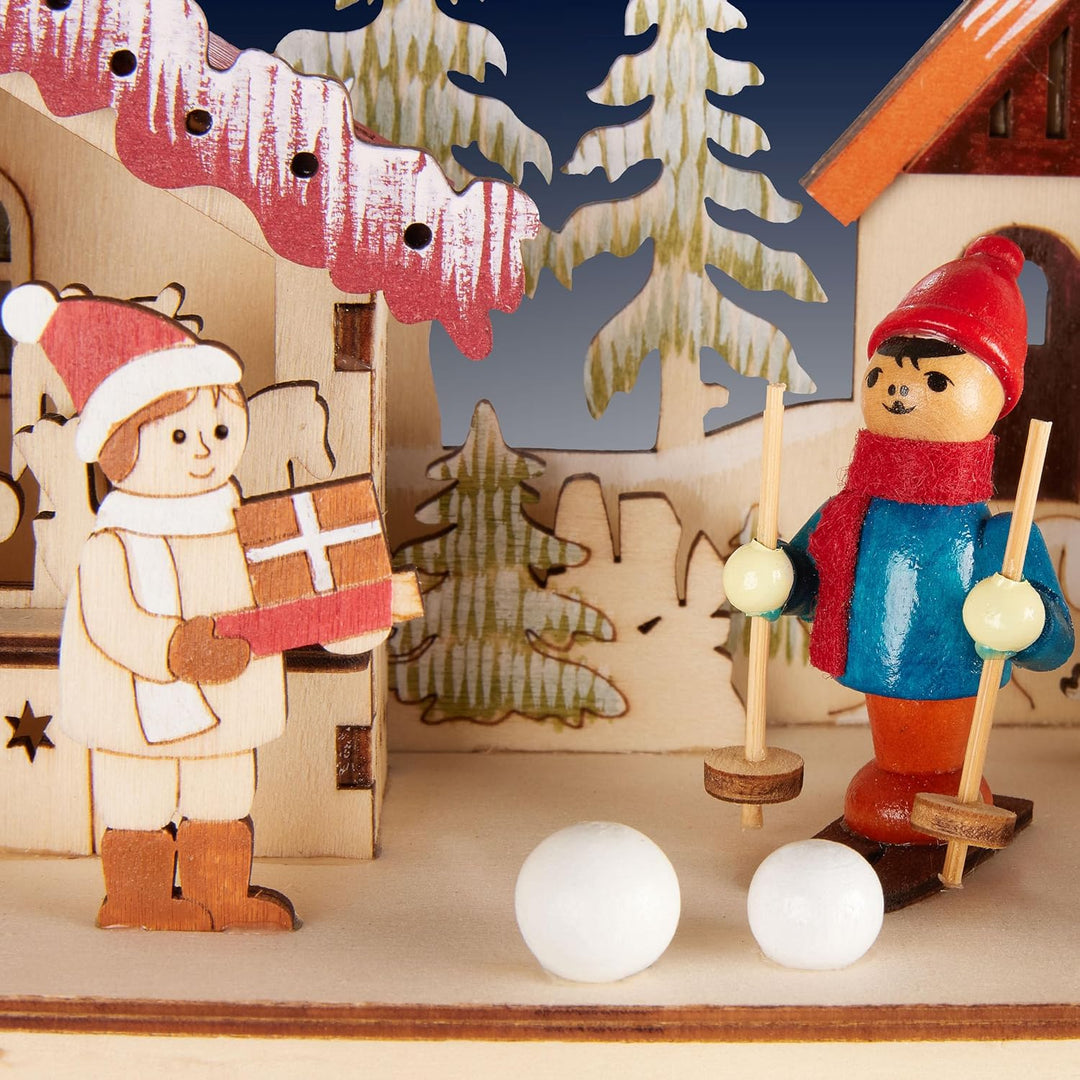 BRUBAKER Adventskalender zum Befüllen - Weihnachtsdorf 2025 - Weihnachtskalender aus Holz mit LED Be