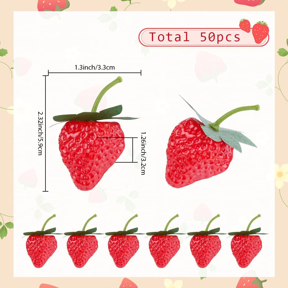 50 Stück Künstliche Erdbeeren Deko Kunststoff Erdbeeren Spielzeug Lebensmittel Plastik Kunstfrüchte