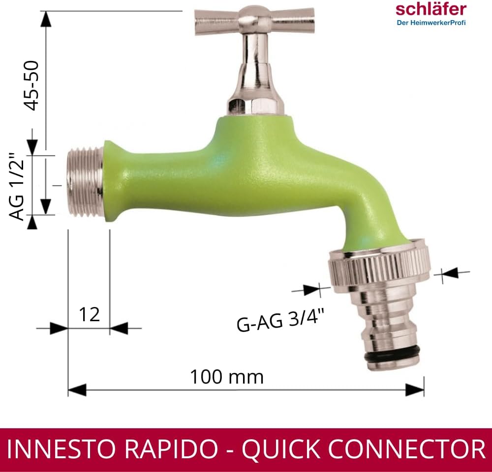 Schläfer 435320 - Auslaufventil 1/2 Zoll Messing, kugelauslaufhahn - 20,95 mm 1/2 Zoll - Ideal als A