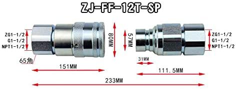 G1/2 Aussengewinde + Innengewinde Flache Oberfläche Hydraulischer Schnellanschluss Adapter Kupplung