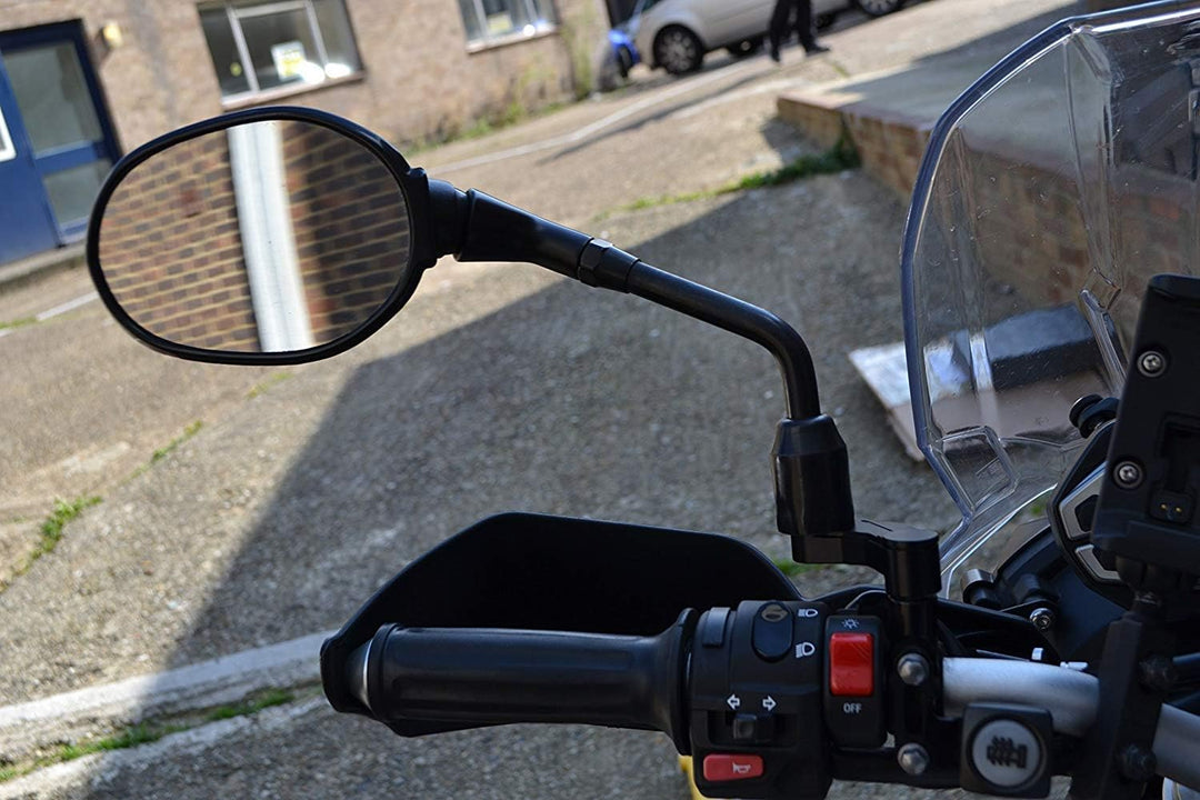 Motorrad Spiegel Heber Verlängerungen CNC Bearbeitet Aluminium - Schwarz - Paar