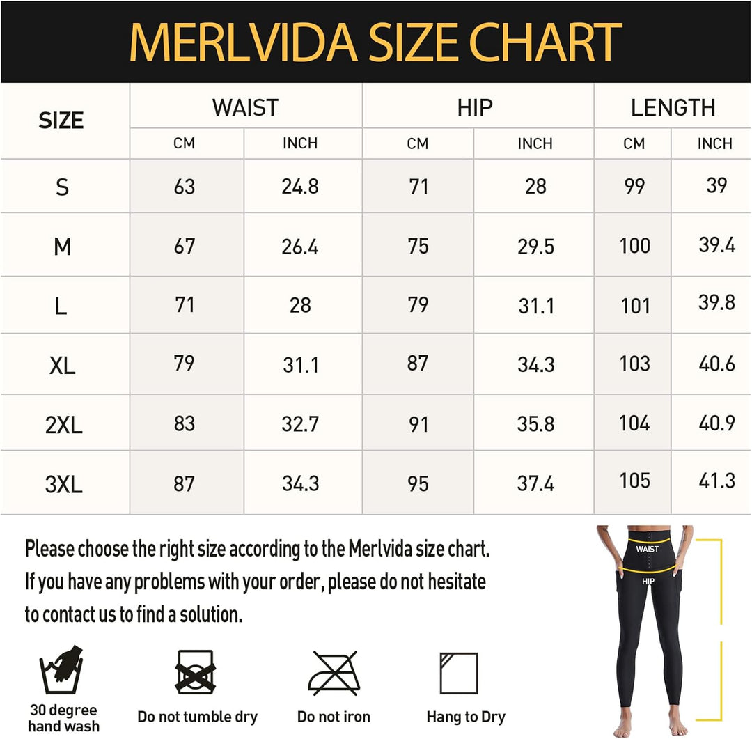 Merlvida Schwitzhose zum Abnehmen Sauna Leggings Damen High Waist Sportleggins mit Taschen Hot Therm