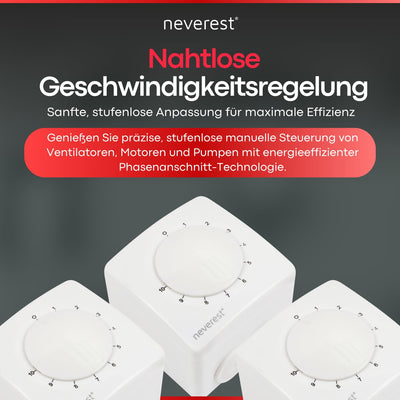 neverest Dimmer 230V 1.0 A Drehzahlregler für Ventilatoren Pumpen Motoren Aufputz/Unterputz Montage,
