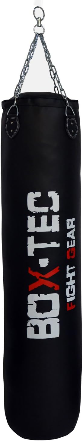 BOX-TEC 120cm Boxsack | Sandsack | Punching-Bag, gefüllt inkl. Vierpunkt-Kette, schwarz
