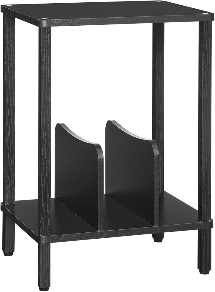 HOOBRO Plattenspieler Ständer, 2 Ebenen Schallplatten Regal, Beistelltisch, Plattenregal mit Trennwä