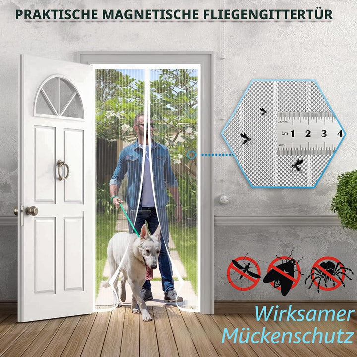 Fliegengitter Balkontür 110x210, Hohe Qualität Fliegengitter Tür Weiss Magnet, Erhältlich in Allen G