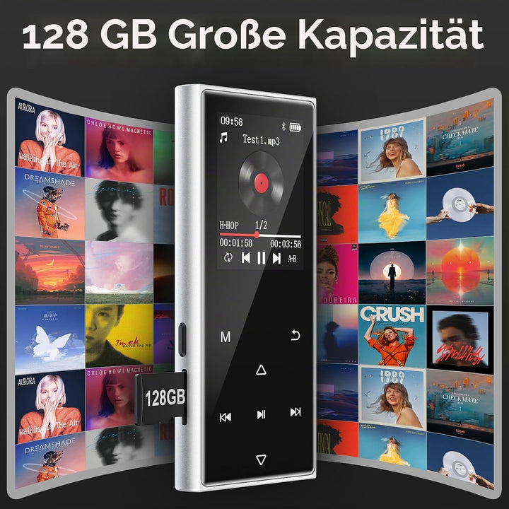 MP3 Player Bluetooth 5.3, MP3 Player Kinder mit 128GB Karte, Lautsprecher | 512GB erweiterbar, Hi-Fi