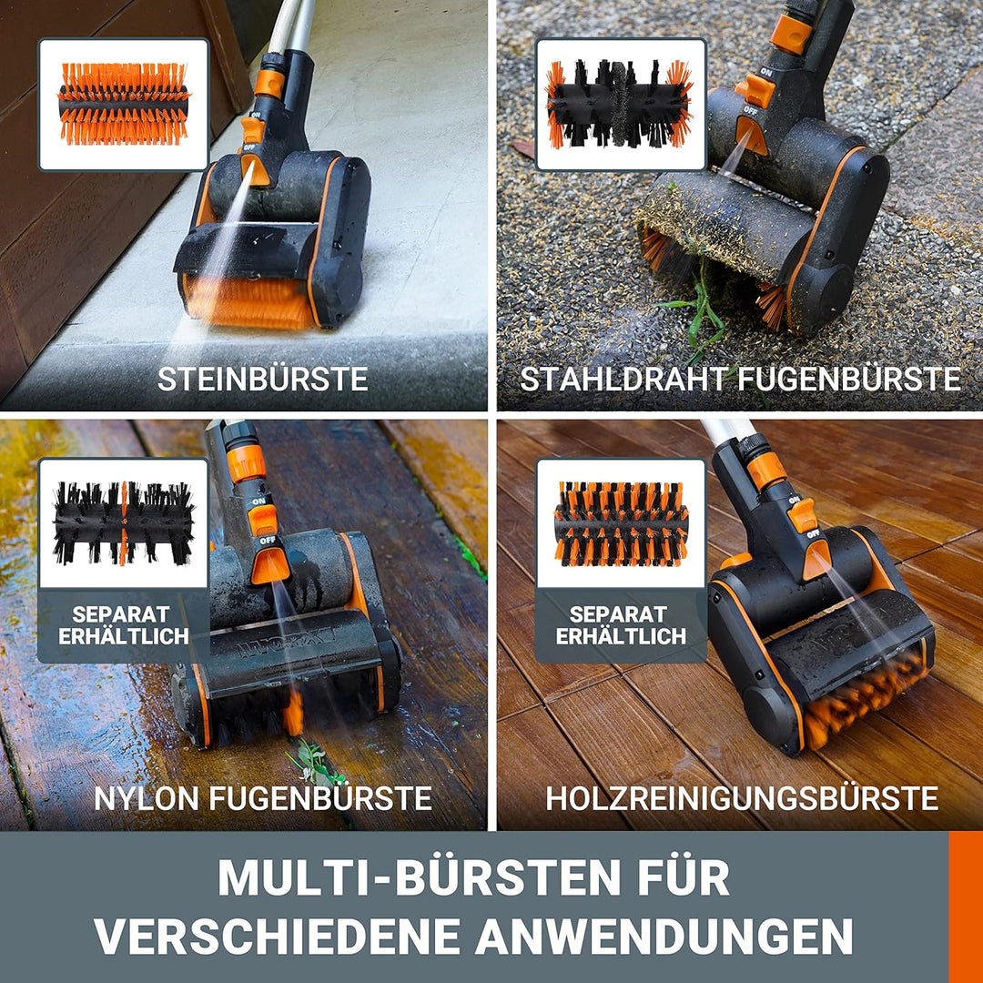 WORX 20V Akku-Bürste WG441E.9 inkl. 2 Bürsten ohne Akku und Ladegerät Schwarz/Orange Ohne Akku +