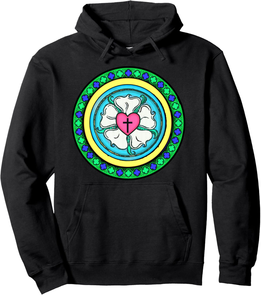 Martin Luther Rose Lutherisches Symbol Helle Farben 5 Solas Pullover Hoodie