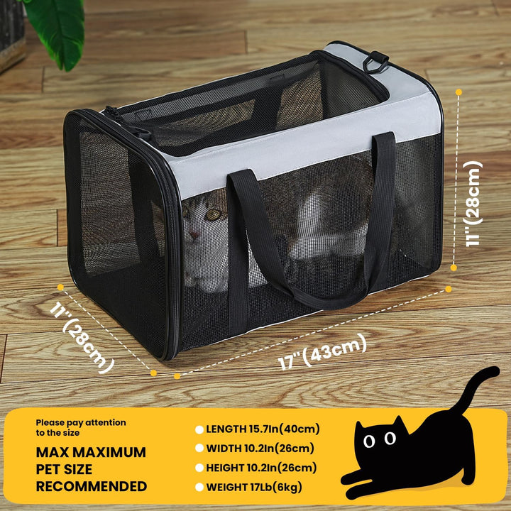 Conlun Katzentransportbox,Weiche Katzentransporttasche mit 4-seitigem Netz, Flugzeugtaugliche Katzen