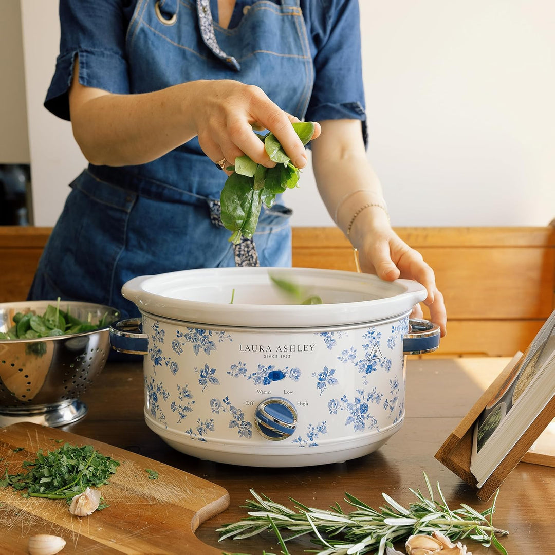 Laura Ashley 6,5 Liter Schongarer mit China Rose Print von VQ - Slowcooker für 8 bis 10 Personen, En