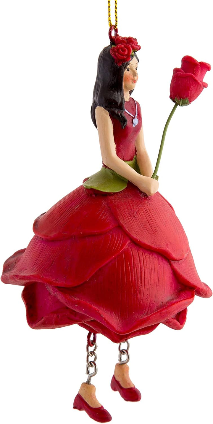 Blumenmädchen Gloria Rose Rot Dekofigur Blumen Garten Figur für Innen (Rot), Rot