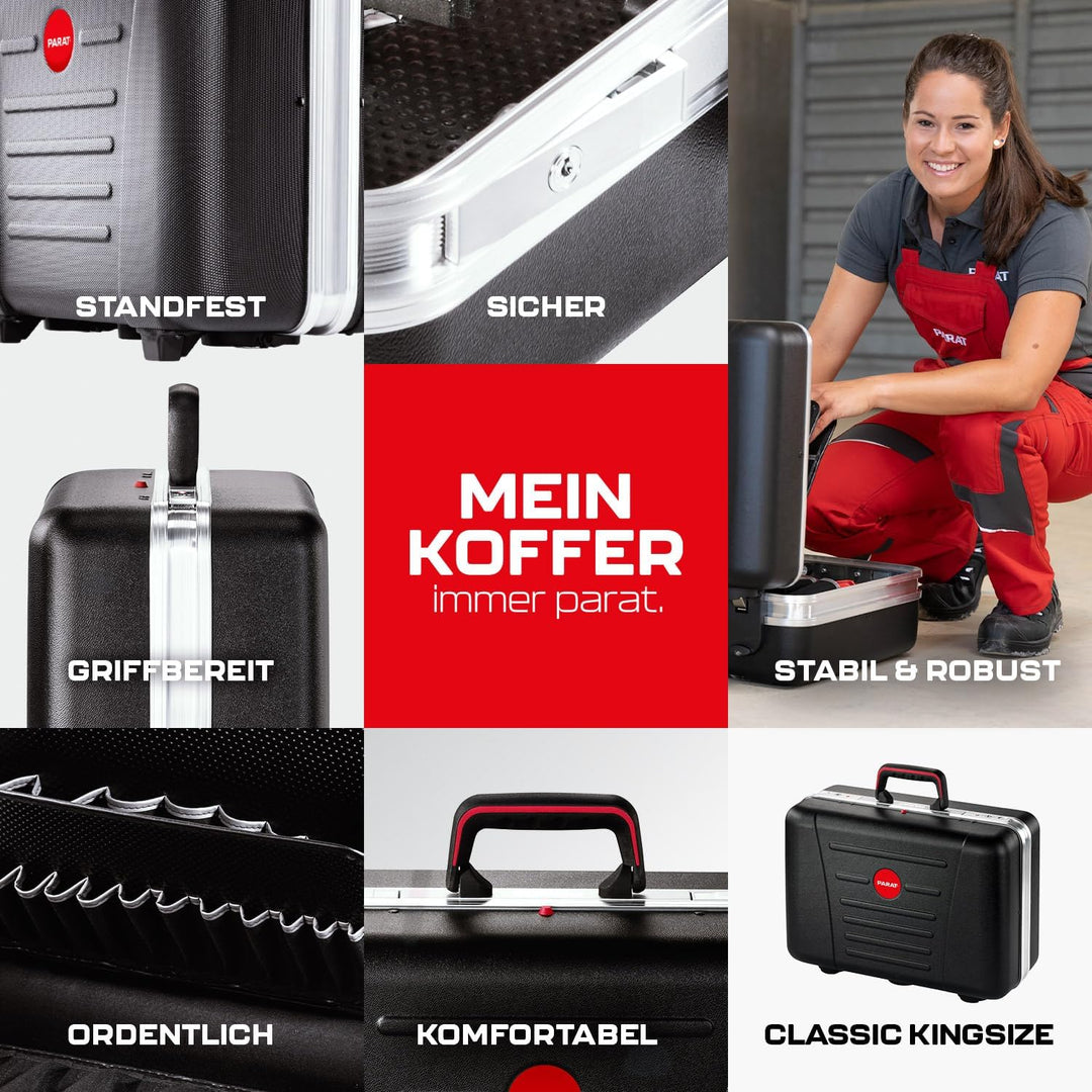 PARAT CLASSIC KingSize | Werkzeugkoffer leer für 50 Werkzeuge | inkl. BASIC Roll-Up Case 8 | Alumini