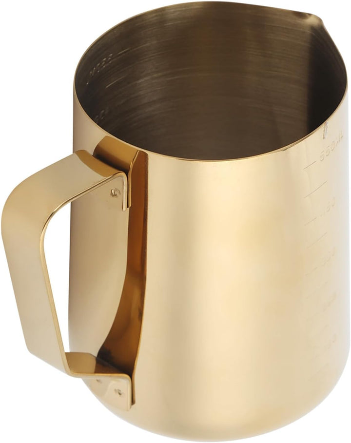 Restokki Edelstahl Kaffee Milch Frothing Cup Pitcher Krug mit Skala einfach modisches Design Ergonom