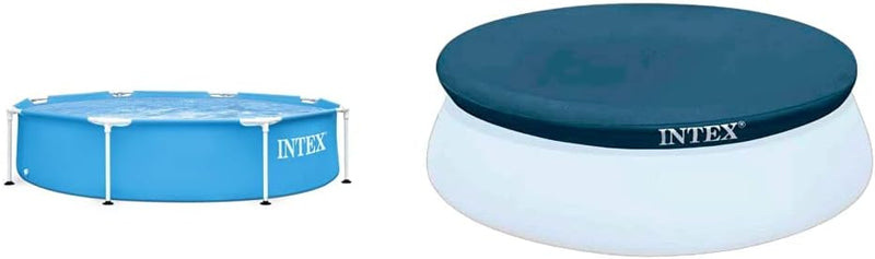 Intex Frame Pool Set Rondo Ø 244 x 51 cm, 28205NP & Easy Set Pool Cover - Poolabdeckplane - Ø 244 cm