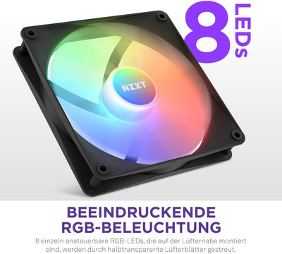 NZXT F140 RGB Core Doppelpackung – 2 × 140 mm nabenmontierte RGB-Lüfter mit RGB-Steuerung – 8 einzel