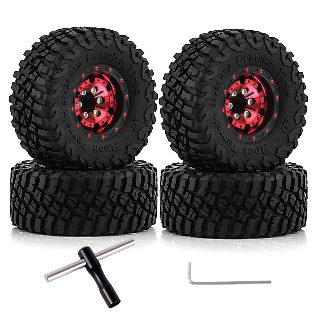 KEEDA 57mm RC Reifen und Räder, 1,0 Zoll Micro Beadlock Felge für 1/18 TRX4M 1/24 RC Crawler Car Axi
