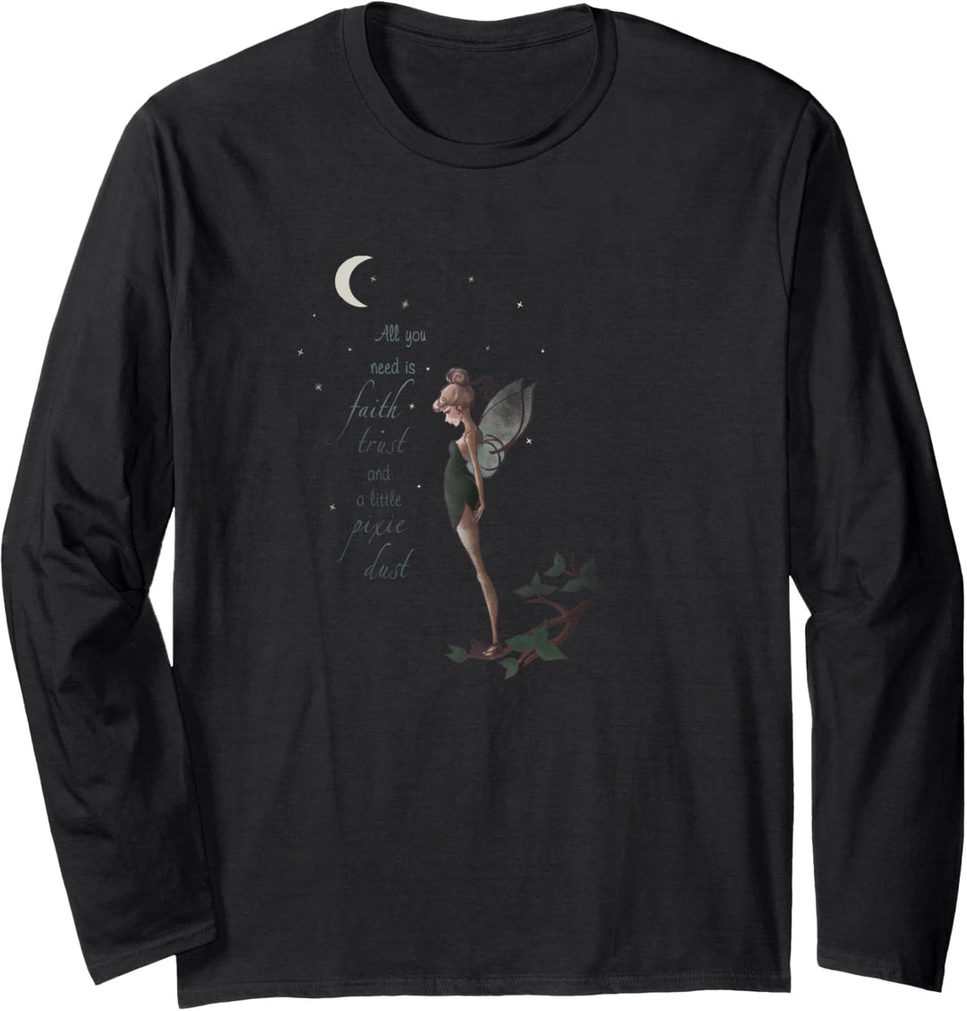 Disney Peter Pan Tinker Bell Moon Quote Art Langarmshirt