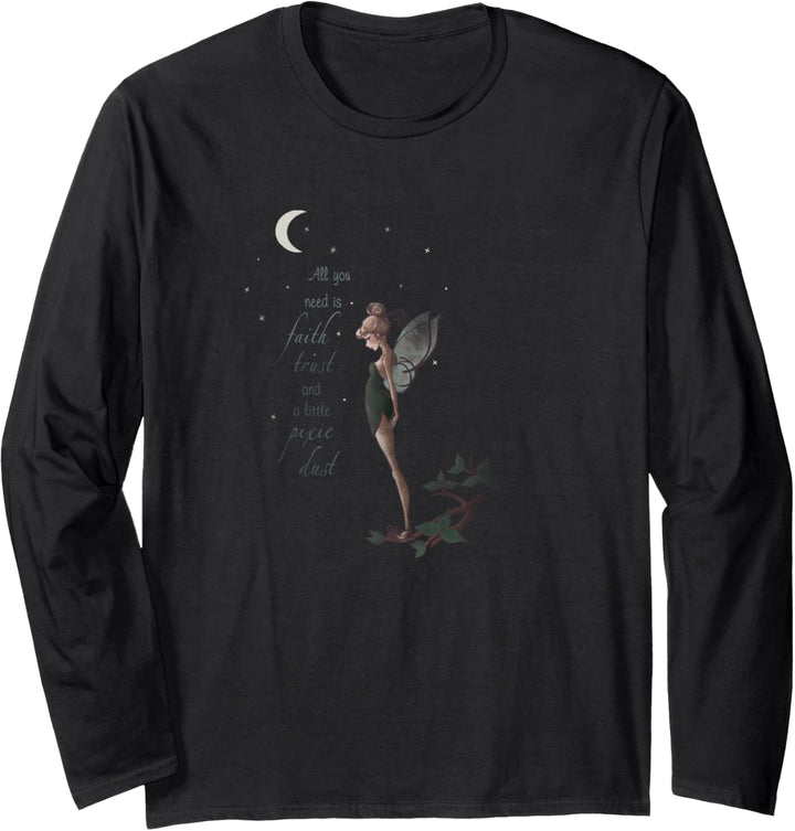 Disney Peter Pan Tinker Bell Moon Quote Art Langarmshirt