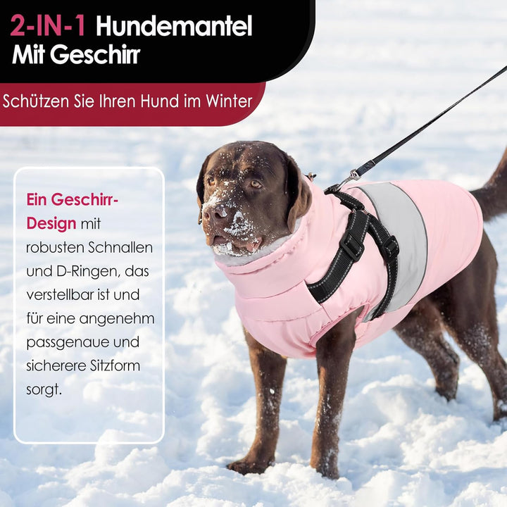 AOFITEE Hundemantel für Kleine Hunde, Wasserdicht Warme Hundejacke mit Geschirr, Winddicht Hunde Win