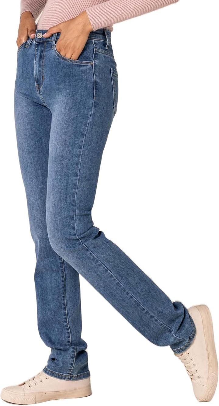 Nina Carter P209 Damen High Waist Tall Jeans Straight Leg Jeanshose mit geradem Beinschnitt Used-Loo