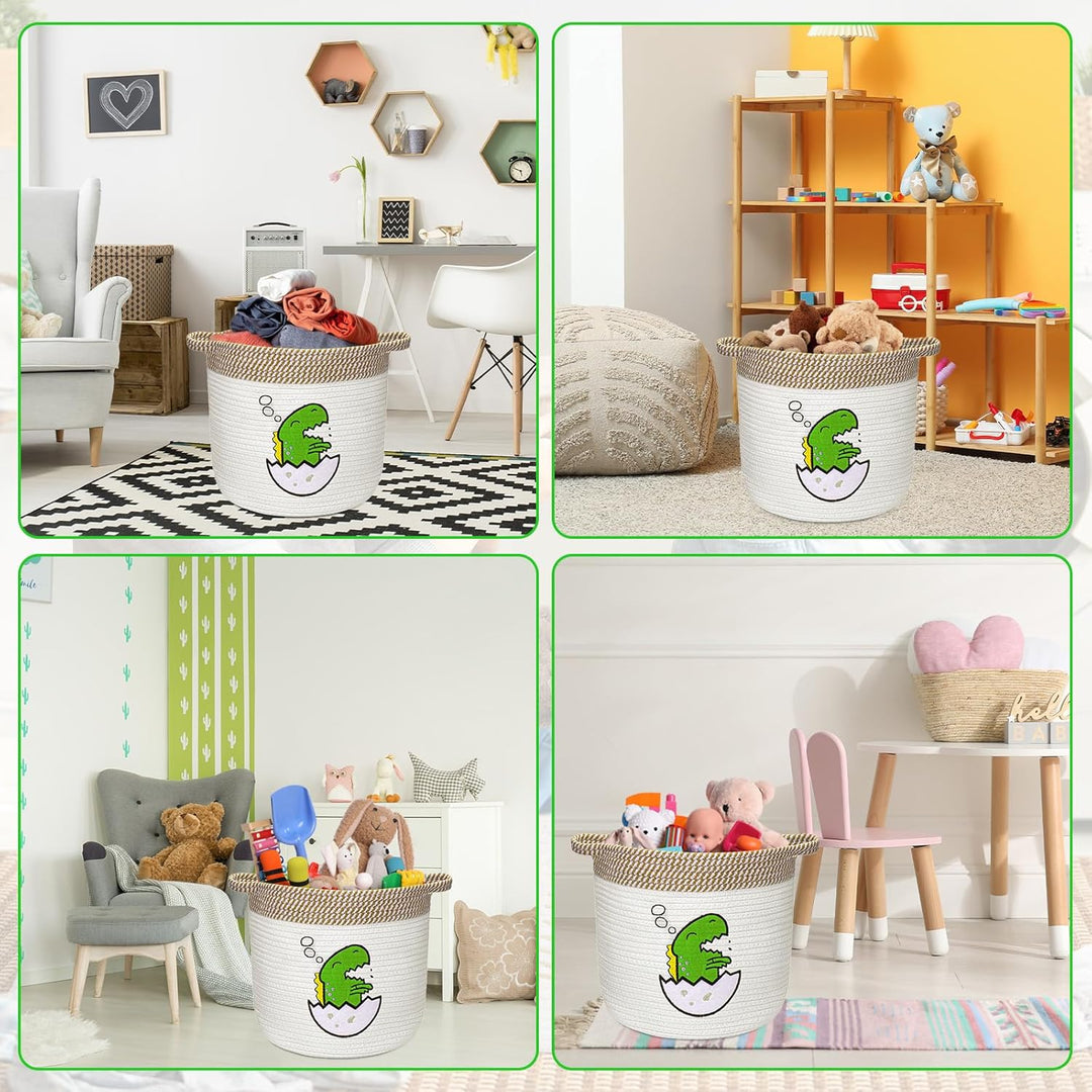 Aufbewahrungskorb Kinder aus Baumwolle, Kinderzimmer Aufbewahrung Körbe mit Griff für Spielzeug und
