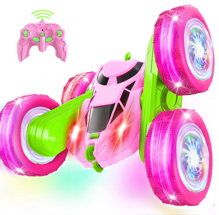 Ferngesteuertes Auto, 2.4Ghz Doppelseitig 360° drehbarer RC Crawler mit Scheinwerfern Radlichtern, 4