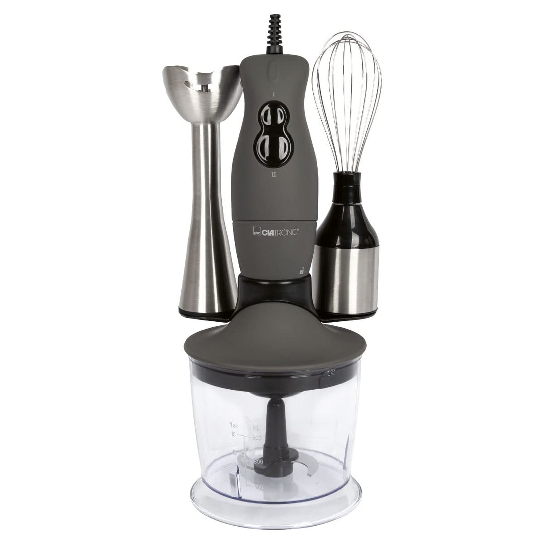 Clatronic® Stabmixer Set | Mixer, Pürierstab, Zerkleinerer aus Edelstahl | 400 Watt | 2 Geschwindigk