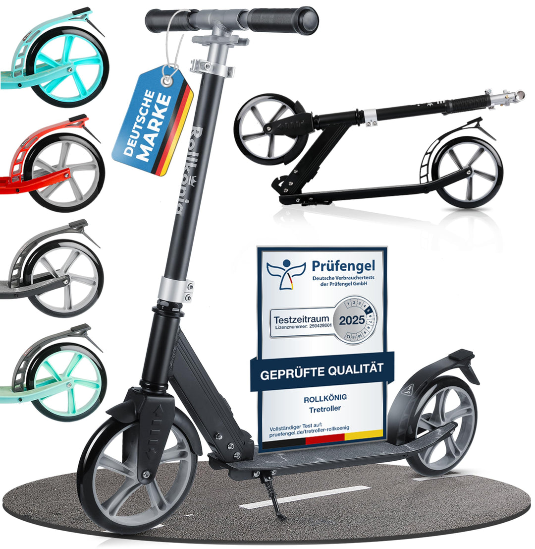 Rollkönig ® Scooter für Kinder ab 5 Jahren I Der Faltbare City-Scooter mit grossen Rädern I Tret-Rol
