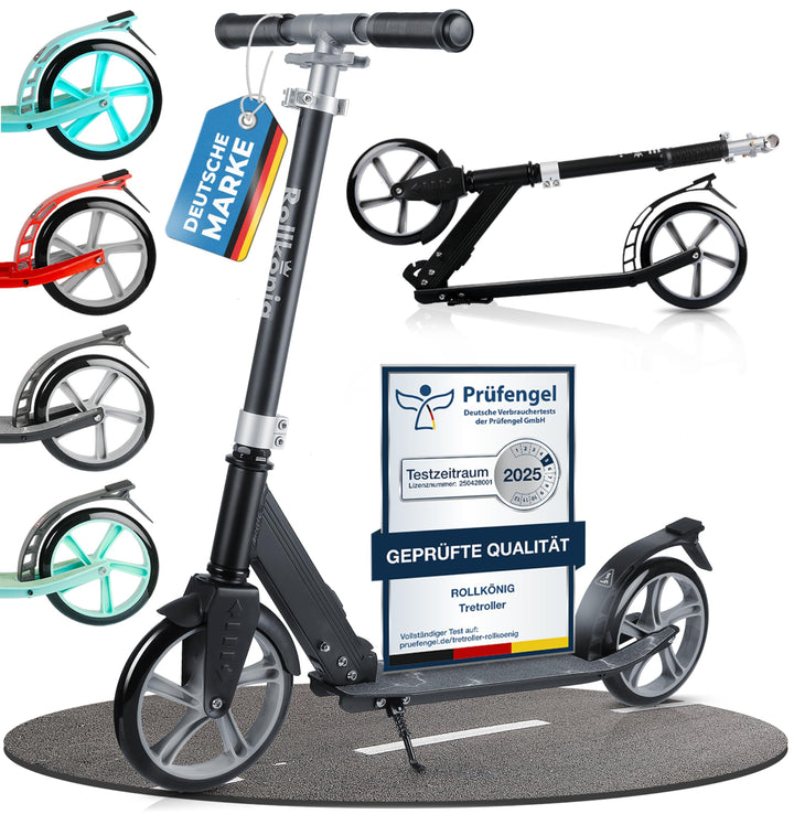 Rollkönig ® Scooter für Kinder ab 5 Jahren I Der Faltbare City-Scooter mit grossen Rädern I Tret-Rol