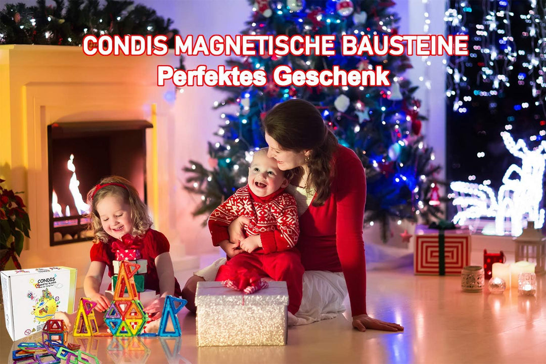 CONDIS Magnetische Bausteine 114 Teile, Magnetspielzeug Magnetbausteine Magnet Spielzeug Magnetspiel