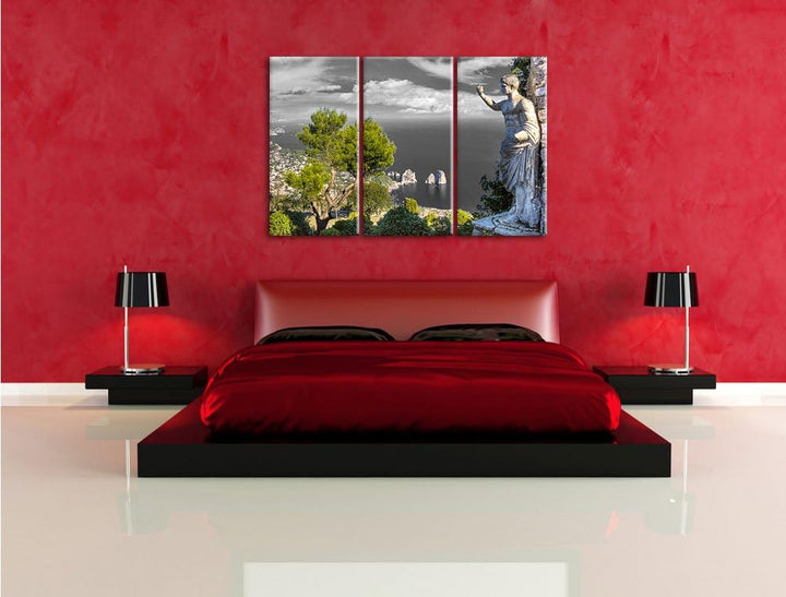 Pixxprint Insel Capri in Italien als Leinwandbild/Grösse: 3 Teilig (120x80 cm) cm/Wandbild/Kunstdruc