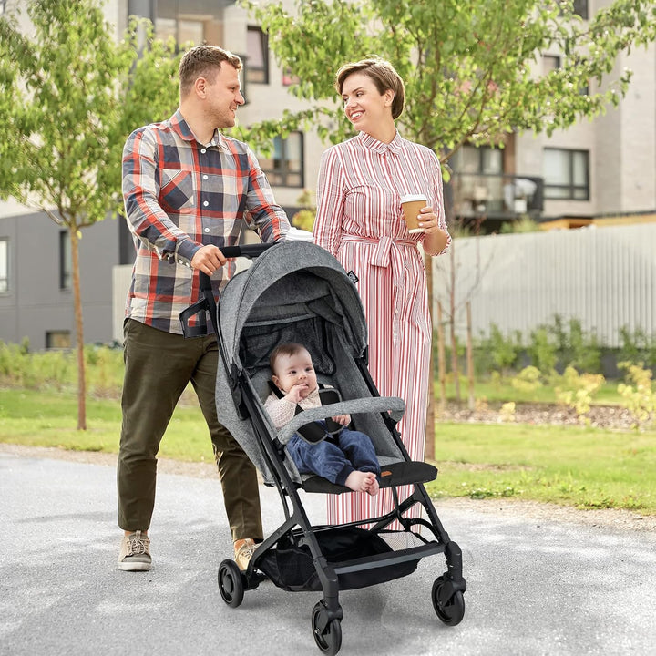 LIFEZEAL Zusammenklappbarer Kinderwagen, Kinderbuggy mit verstellbarer Rückenlehne, Buggy mit Schlaf