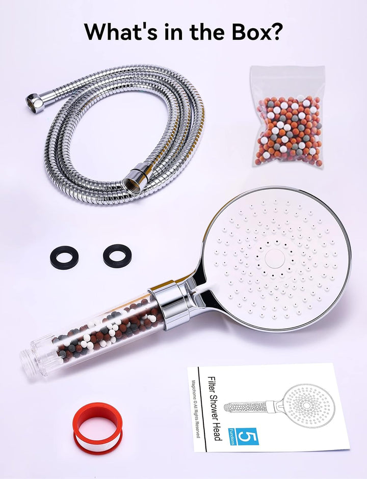 Magichome Duschkopf mit Schlauch 2M,Duschkopf mit Filter 5 Strahlarten Handbrause Wassersparende und