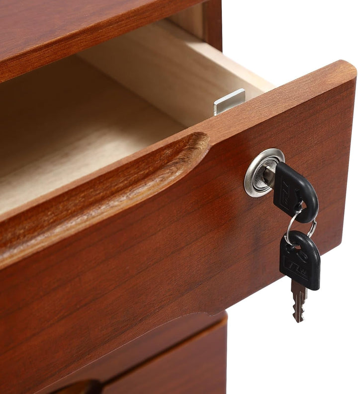 Aufbewahrungsbox mit 3 Ebenen, mit abschliessbarer Schublade, Schreibtisch-Organizer aus Holz, L 39