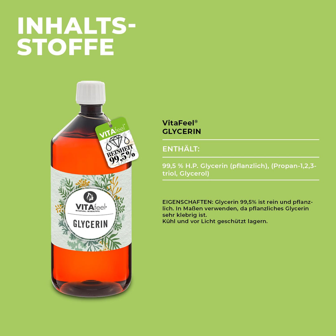 GreatVita Glycerin 3000 ml 99,5% | Rein pflanzlich und vegan – vielseitig einsetzbar für Kosmetik, H