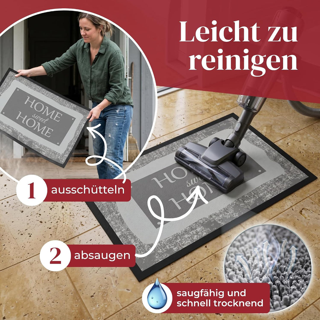 Valia Home Hochwertige Fussmatte 60x80 cm (Large) – Schmutzfangmatte für Innen & Aussen, rutschfest