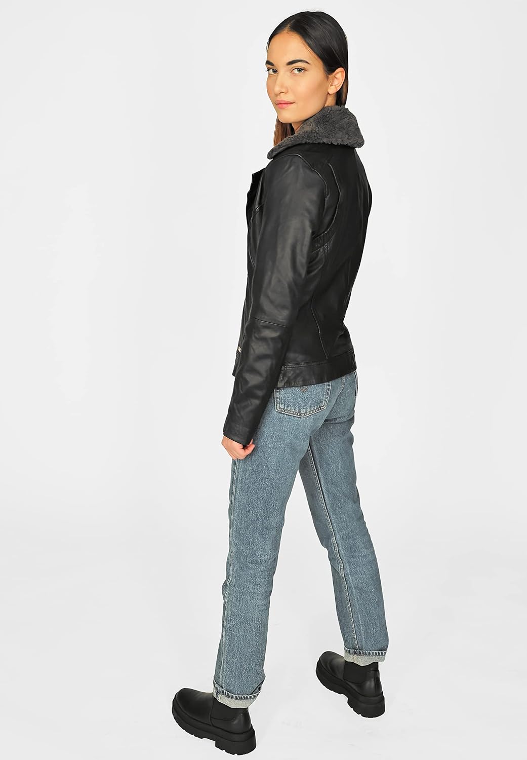 MUSTANG Damen Lederjacke 3102136 L Schwarz, L Schwarz