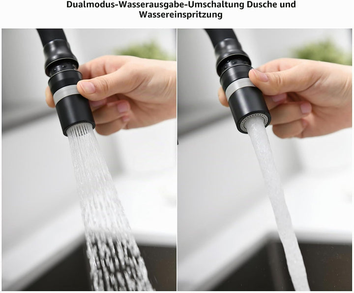SJQKA Vorfenster Küchenarmatur Aus 360° Verstellbarer-Wasserhahn Küche Mit 2 Strahlarten, 360° Drehb