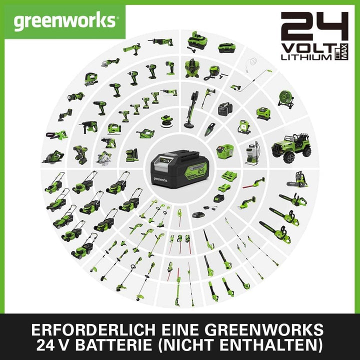 Greenworks G24PS20 Akku Hochentaster,20 cm Schenkellänge, 6,7 m/s Kettengeschwindigkeit, 3,2 kg, aut