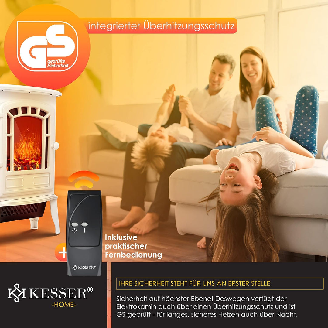 KESSER® Elektrokamin mit Heizlüfter & Fernbedienung 2000W Elektro Kamin Elektrischer Heizung LED Kam