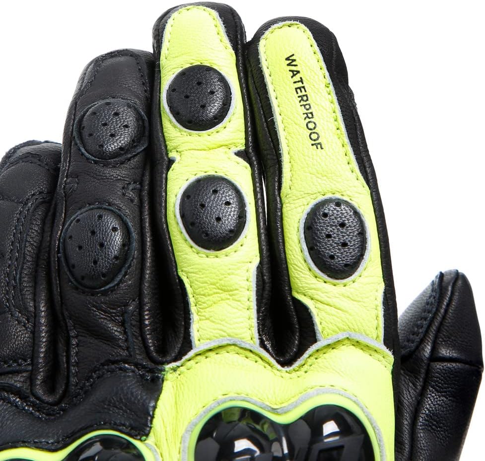 Dainese Impeto D-Dry Handschuhe Leder Motorradhandschuhe Damen Herren Schwarz/Fluo-Gelb M M schwarz/